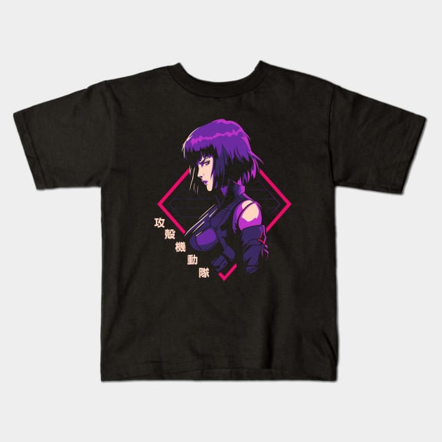 GITS - Major Motoko Kids T-Shirt by NeonOverdrive